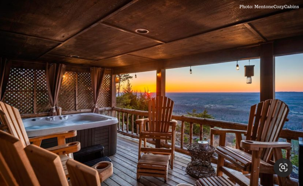 Balcony Hot Tub at Mentone Cozy Cabins Balcony Hot Tub at Mentone Cozy Cabins